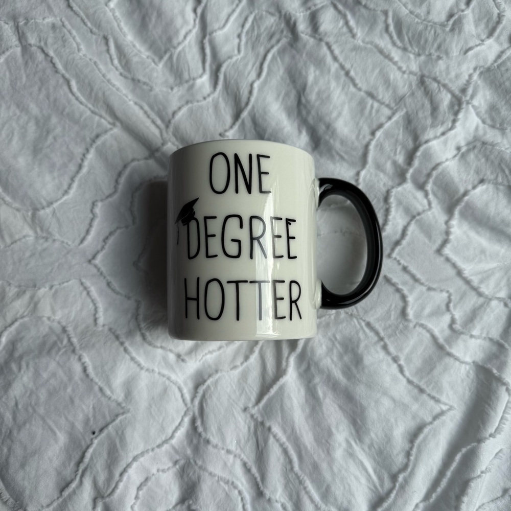 One Degree Hotter Mug Black and White Graduate Cap